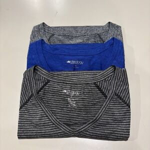 Ideology Active Women's XL Top Lot‎ Of 3 V-Neck Gray/ Royal Blue/Gray Striped